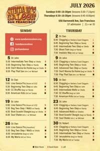 Sundance Saloon schedule postcard